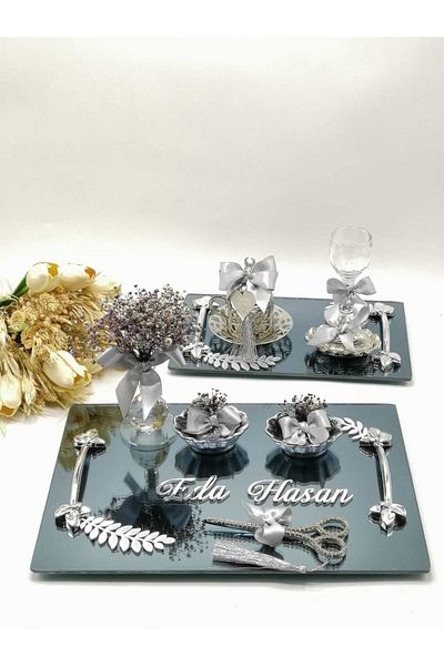 ZEKAAVM 2-Piece Promise Tray Groom's Coffee Engagement Tray