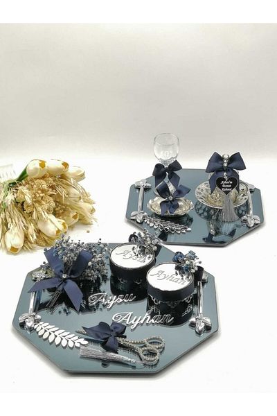ZEKAAVM 2-Piece Promise Tray Groom's Coffee Engagement Tray