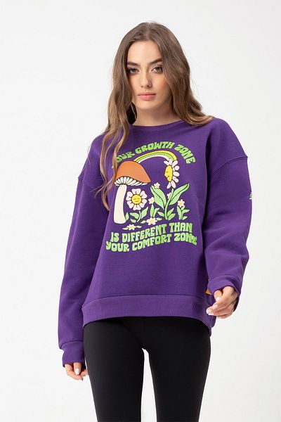 Eazy Co Hanorac oversize unisex violet cu gât crew Eazy Growth Zone