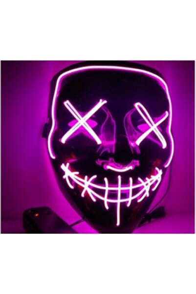 Jetcom Hallowen Led Işıklı Neon Maske 3 Modlu Parti Eğlence Maskesi Mor