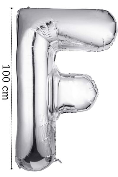 ELGALA بالون فويل حرف F هيليوم 100 سم لون فضي