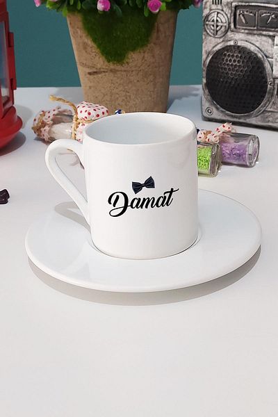 Hedizu Turkish Coffee Cup - Groom Groom Gift White