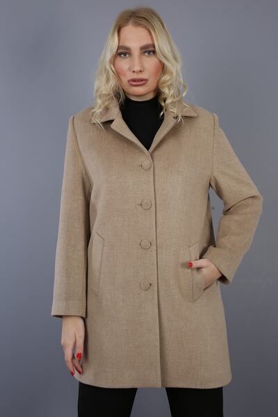 Fagi Women's Plus Size Camel Classic Collar Coat