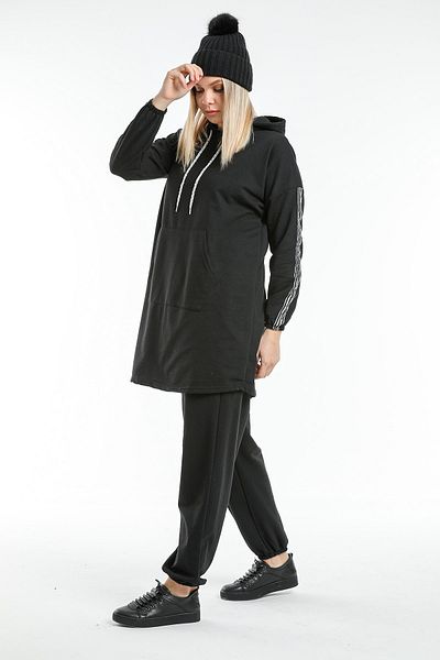 CNG MODA Oversize Model Hijab Tracksuit Set Black