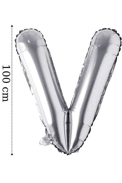 ELGALA Foil Balloon Letter V Helium Balloon 100 Cm Silver Color