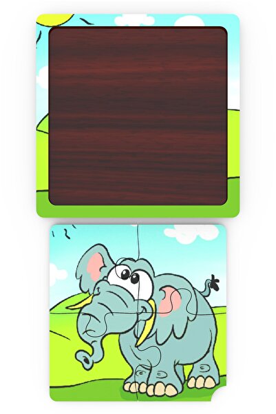 minİQ toys Minıq Toys Ahşap Sakaci Fil Mini Puzzle (4 Parca)