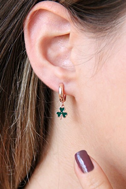 Argentum Concept 925 Ayar Gümüş Yonca Figürlü Rose Küpe - K102001