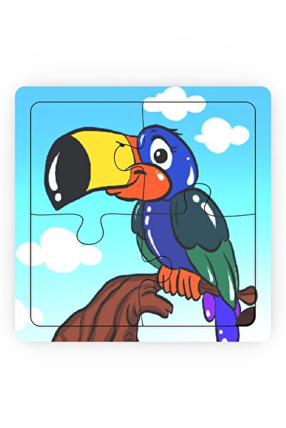 minİQ toys Minıq Toys Ahşap Geveze Papagan Mini Puzzle (4 Parca)