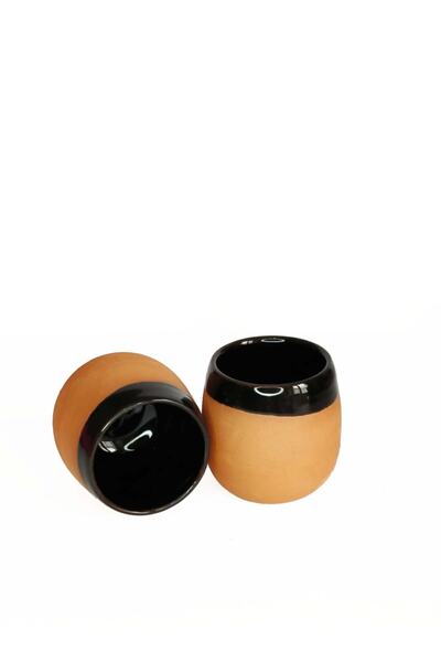 HerşeyTopraktan Toprak Kahve Yanı Su Bardağı 2'li (el Yapımı)