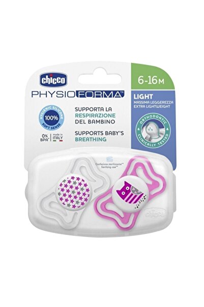 Chicco Chıcco Physio Light Silikon Emzik Kız 6-16 Ay 2'li Yıldız - Kuş Desen
