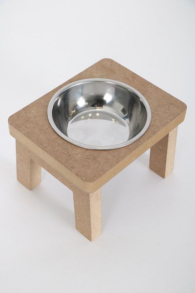 HobiMax Wooden Demountable Cat Food and Water Bowl with Steel Bowl 2