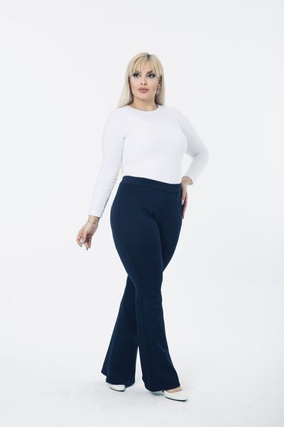 Esina Pantaloni Diver / Scuba Fabric pentru femei cu picior evazat