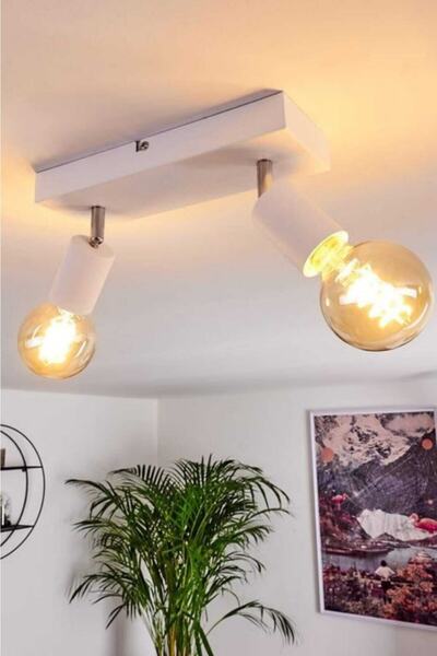 BSA LIGHTING ثريا سقف دلتا مكونة من قطعتين باللون الأبيض/الكروم
