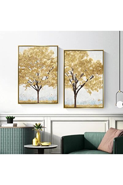 Markazip Altın Metal Çerçeveli 50x70cm Ikili Kanvas Tablo K5142-3-a