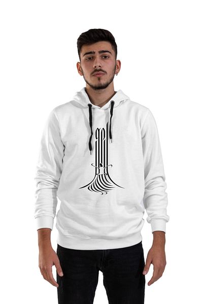 Raf Coll Φούτερ Unisex Λευκό Mevlana Gel με κουκούλα με ψηφιακή εκτύπωση