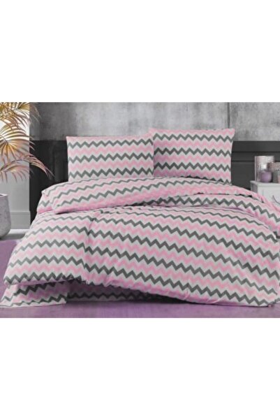 üntaş Life Series Pink Gray Zigzag Single Duvet Cover Set Estekpembegriset