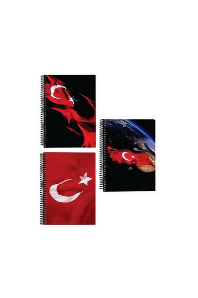 KESKİN COLOR Flag 17x24 120 Sheets Ruled Hard Cover Spiral Notebook (410791)