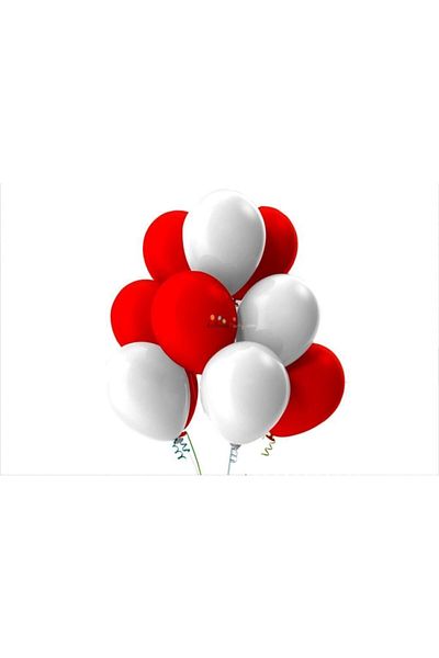 BEST PARTİ DOĞUM GÜNÜ PARTİ SÜSLERİ White Red Pastel Soft Balloon 10 Pieces