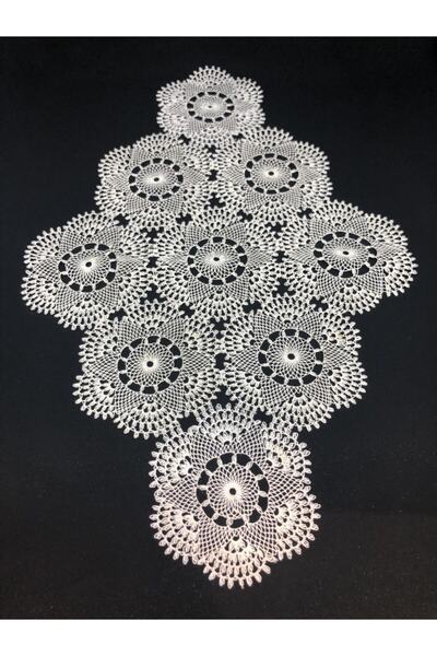 MELOŞ HOME El Emeği İğne Oyası Kare Çarkıfelek Modeli Tepsi Örtüsü