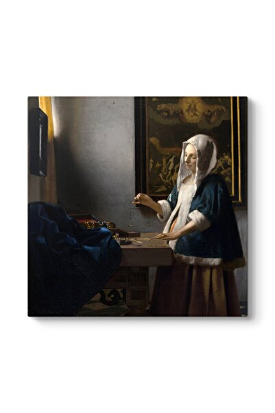 TabloShop Johannes Vermeer - Terazi Tutan Kadın Kanvas Tablo - Klasik Sanat D...