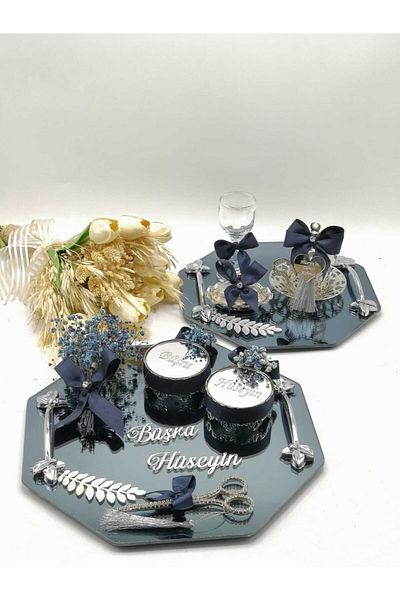 ZEKAAVM 2-Piece Promise Tray Groom's Coffee Engagement Tray