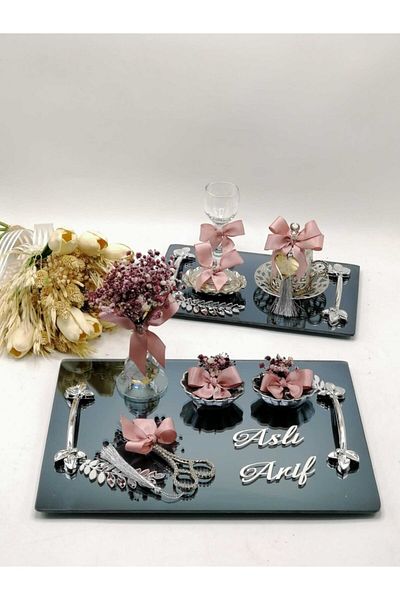 ZEKAAVM 2-Piece Promise Tray Groom's Coffee Engagement Tray