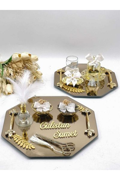 ZEKAAVM 2-Piece Promise Tray Groom's Coffee Engagement Tray