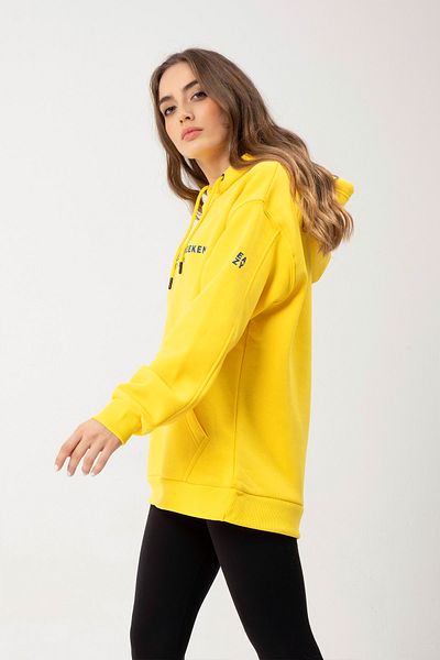 Eazy Co Eazy Διαθέσιμο για Σαββατοκύριακα Oversize Unisex Κίτρινο φούτερ με λαιμόκοψη