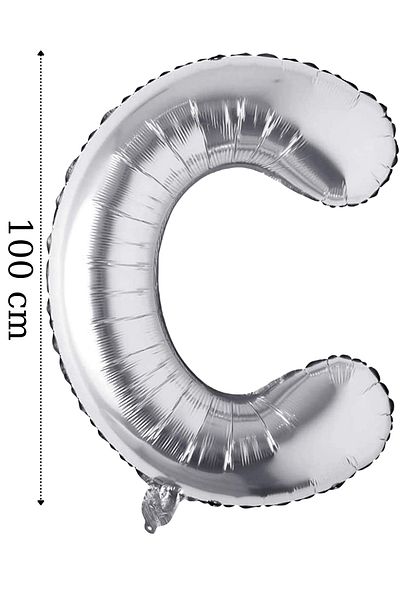 ELGALA Foil Balloon Letter C Helium Balloon 100 Cm Silver Color