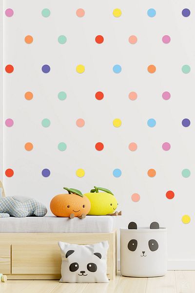 Tilki Dünyası Colorful Polka Dots Kids Room Wall Sticker