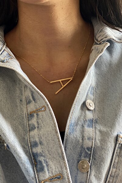 Histakı قلادة ذهبية كبيرة الحجم بحرف A