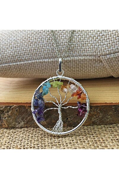 ByKolyeucum قلادة شقرا من الحجر الطبيعي لشجرة الحياة مكونة من 7 قطع