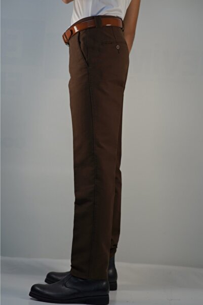 Bomonti Men's Brown Battal Nikra-Free Gabardine Cotton Trousers