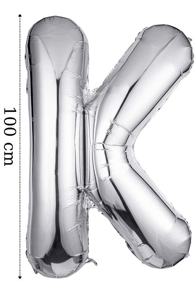 ELGALA Foil Balloon Letter K Helium Balloon 100 Cm Silver Color