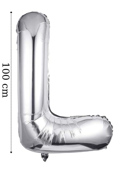 ELGALA بالون فويل حرف L هيليوم 100 سم لون فضي