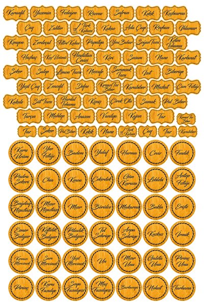 Smartad Bambu 107 Adet Baharat Bakliyat Kuruyemiş Kavanoz Etiketi Sticker