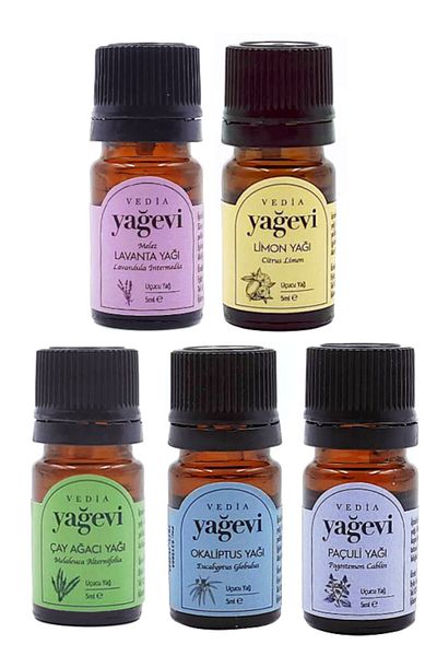 Yağevi Lavender Lemon Patchouli Tea Tree - 5x5ml Essential Oil Set