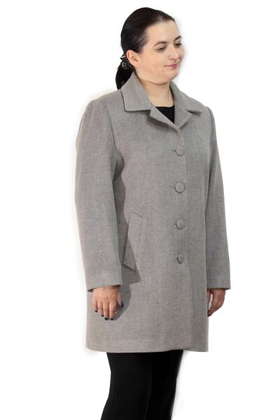 Fagi Women's Gray Large Size Classic Collar Coat