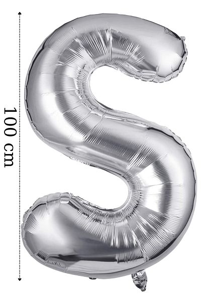 ELGALA Foil Balloon Letter S Helium Balloon 100 Cm Silver Color