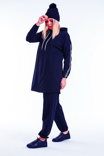 CNG MODA Oversize Model Hijab Tracksuit Set Navy Blue