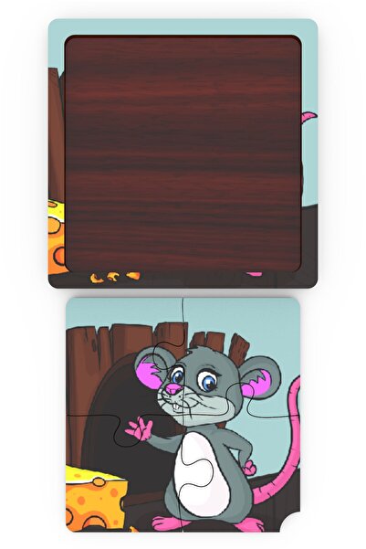 minİQ toys Minıq Toys Ahşap Obur Fare Mini Puzzle (4 Parca)