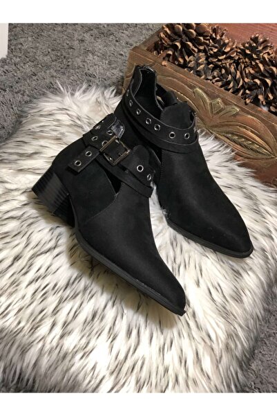 Daloğlu Siyah Süet Kemerli Kadın Bot