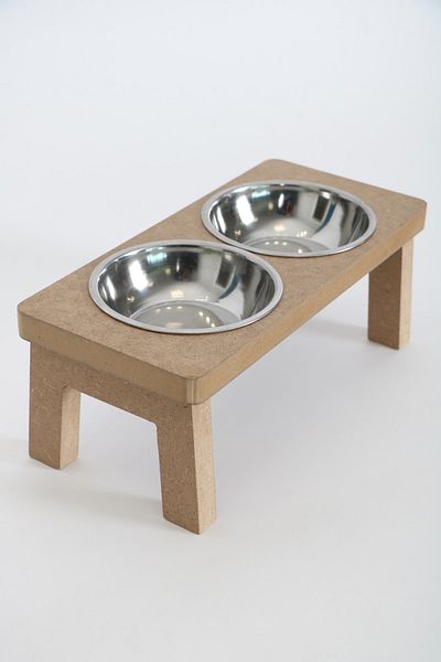 HobiMax Disassembled Wooden Cat Food and Water Bowl 2 with Steel Bowl