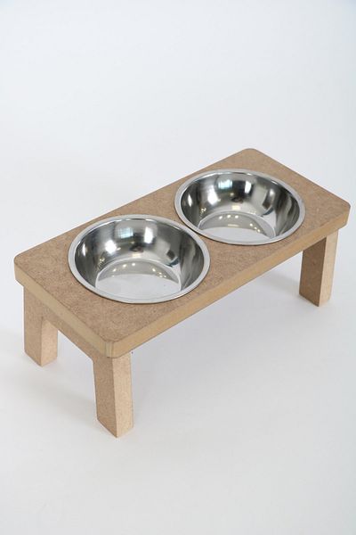 HobiMax Disassembled Wooden Cat Food and Water Bowl 2 with Steel Bowl