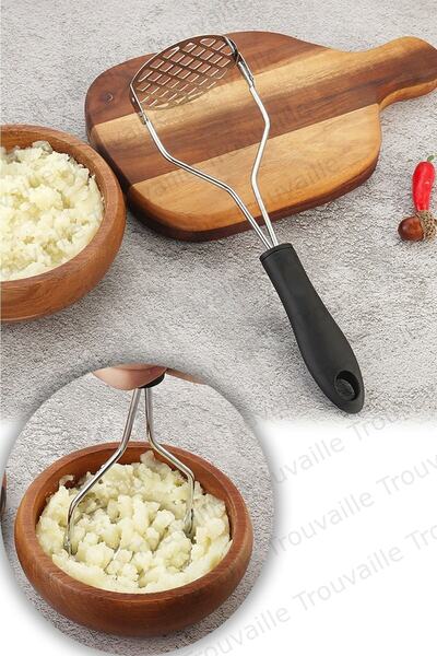 Trouvaille Renkli Saplı Çelik Patates Ezici Paslanmaz Çelik