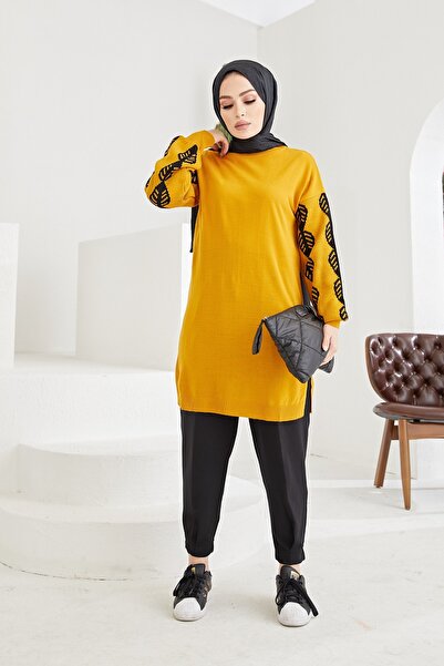 MODAEFA سترة تريكو مطرزة الأكمام