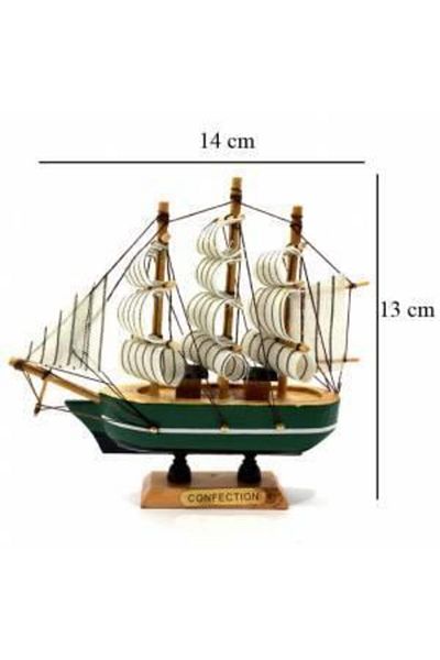 abnturk Decorative Wooden Model Sailing Gulet Ship Gift Ornament Boat 14 Cm