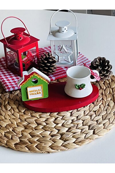 Den Tasarım Hediyelik Yılbaşı Özel Mutlu Yıllar Huzurlu Ev Sunumluk Ve Fincan