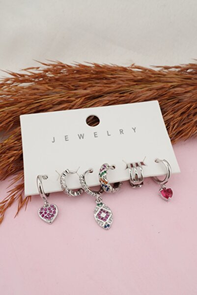 By Zeyna Aksesuar Kadın Kararmaz Altın Kaplama Gümüş Renk Kıkırdak Model Zirk...