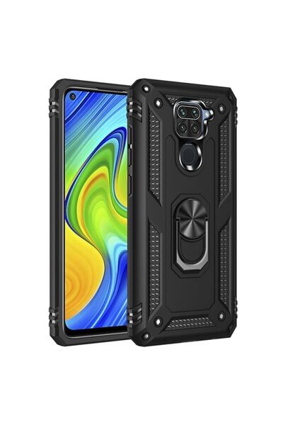 BCNCASE Xiaomi Redmi Note 9 Uyumlu  Tam Koruma Zırhlı Yüzüklü Tank Kılıf